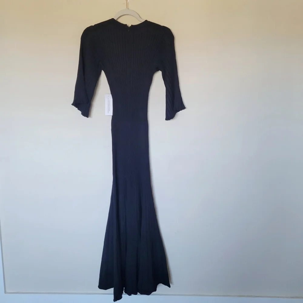 AMYLYNN The Bae Wide Leg Fitted Knit Jumpsuit in Black - Picture 7 of 12